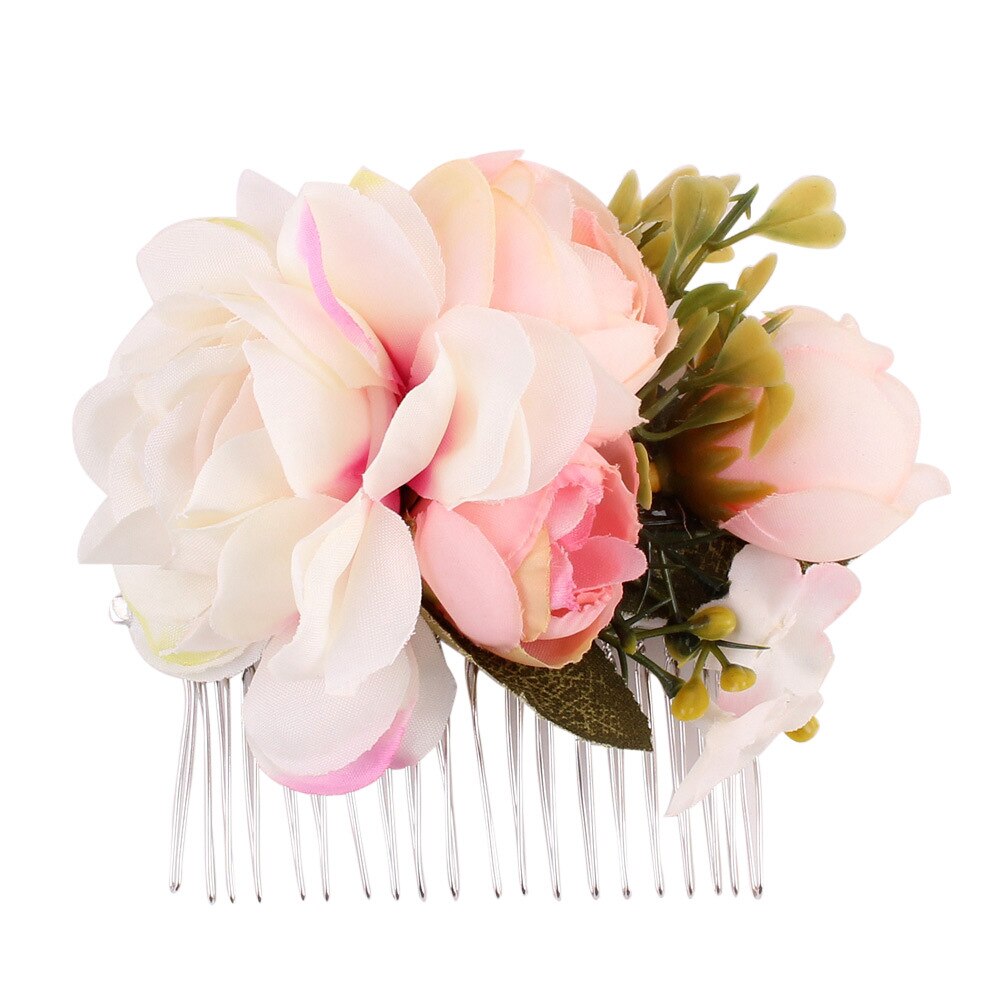 1 Pcs Rose Flower Hair Combs Wedding Crown Headwear Blooming Flower Headband for bride girls flower hair clip Wedding Jewelry