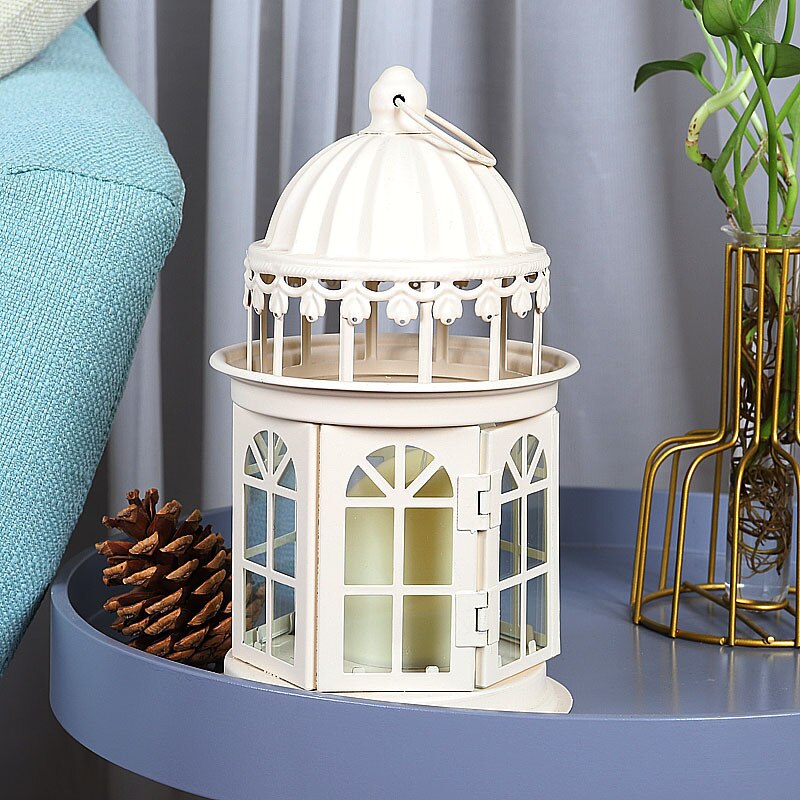 Smeedijzeren glazen retro kaarsenhouder tuin vloer buiten winddichte lamp grote draagbare lamp bruiloft lamp decoratie ornamenten