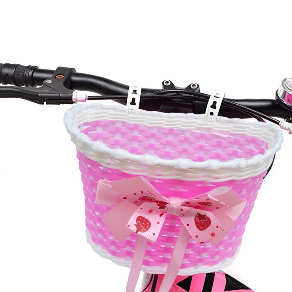 Cykel pink/blå forreste kurv til børn cykler trehjulede scootere børn drenge piger forreste bowknot kurv #y30