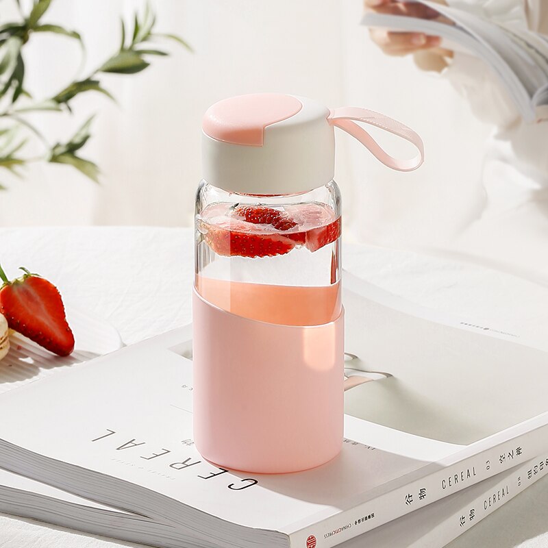 Summer Transparent Fitness Glass Cute Water Bottle Outdoor Cute Baby Eco Friendly Gym Portable Para Agua Drinkware BY50SP