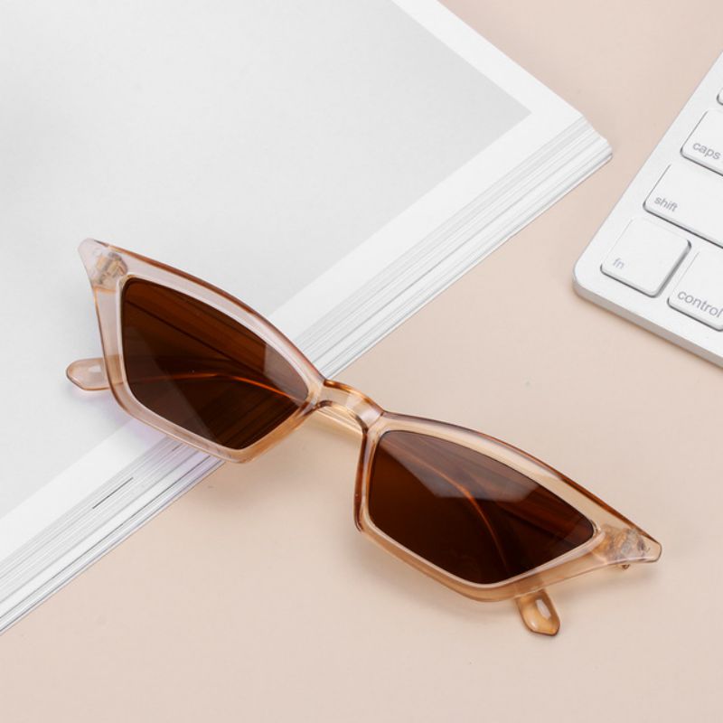 Gafas de sol con forma de ojo de gato para mujer, Estilo Vintage femeninos de anteojos de sol, con montura pequeña, UV400: tea