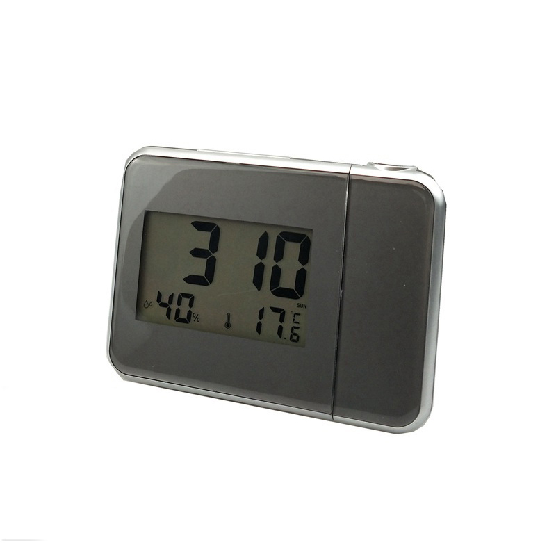 Time Projection Digital Alarm Clock With Weather Station Thermometer Calendar Date Display Changing Snooze LED Digital Clock: Gray