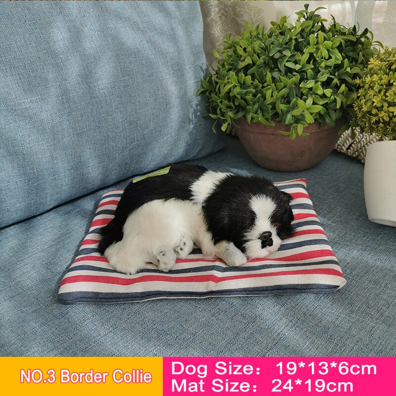 Belle Simulation chien dormant avec son Husky dalmatiens frontière Collie Samoyed Golden Retriever voiture décoration animaux jouets: NO.3 Border Collie