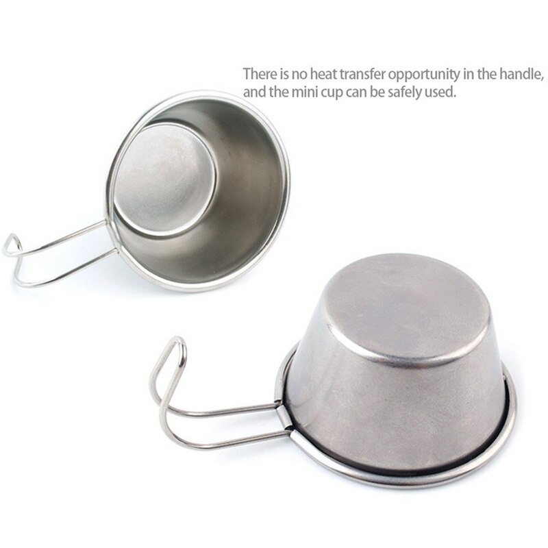 4 tazones de acero inoxidable Mini utensilios de cocina portátiles al aire libre Camping vajilla taza de café con asas Anti-escaldado pequeño tazón
