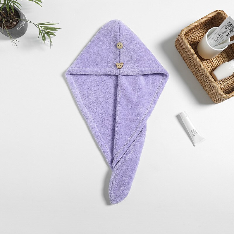 Serviette cheveux séchage rapide tête enveloppante Super Absorption cheveux serviette bouchon séchage rapide cheveux serviette épaisse bonnet de douche couleur unie serviette: purple