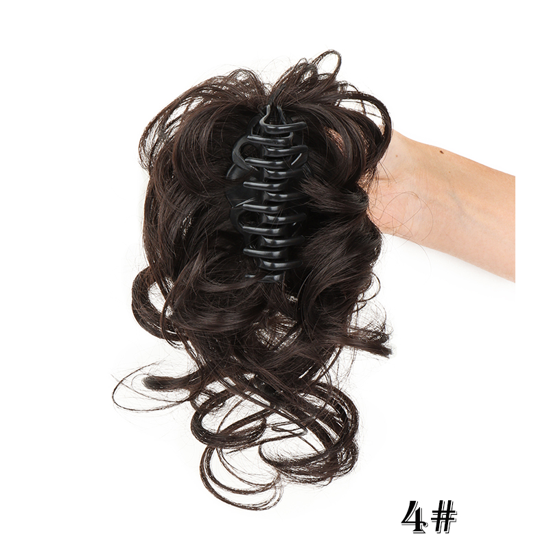 WIGSIN Synthetic Messy Bun Hair Extension Claw Clip in Hair Piece Hair Buns Short Curly Hair for Women: T1B/Green