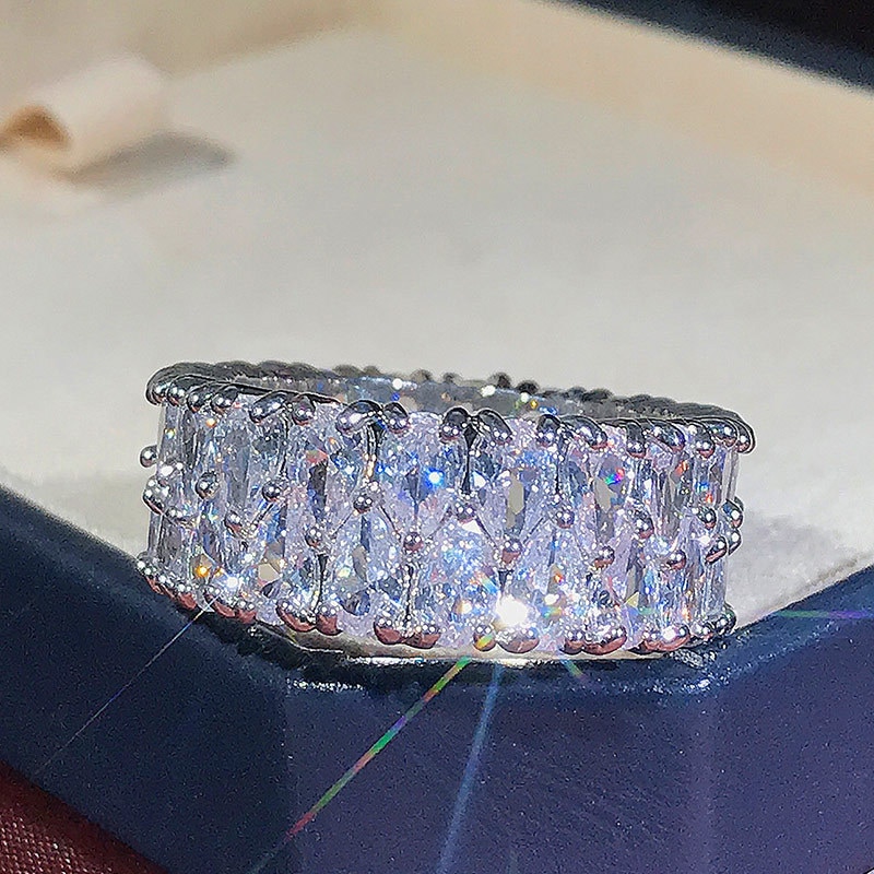 2021 novo na moda dupla drenagem gotejamento 925 sterling silver eternity band anel para presente de natal feminino jóias venda em massa r5936