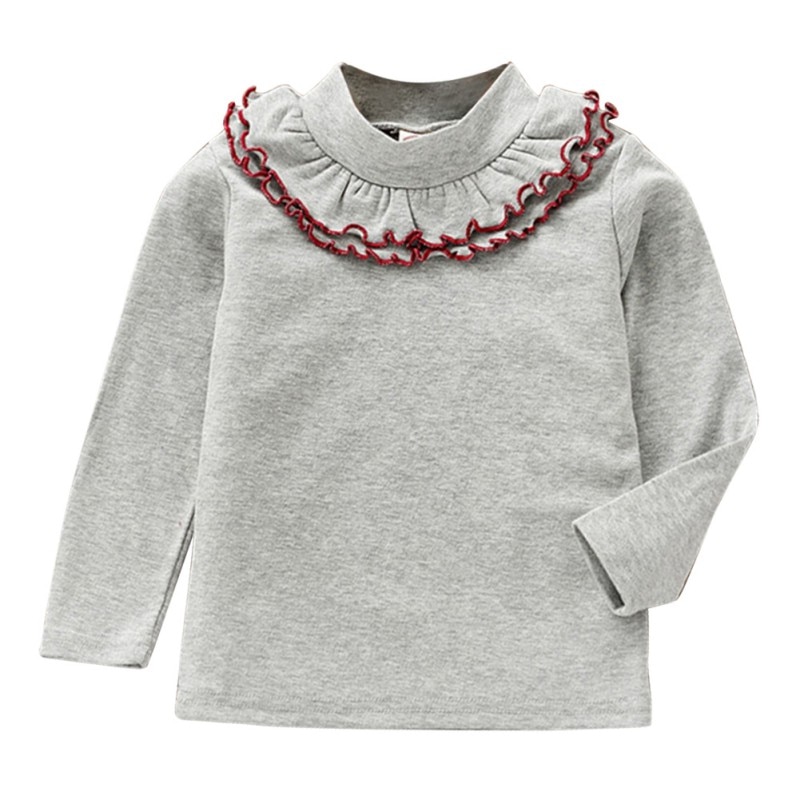 Lente Zomer Baby Meisjes Mode Lange Mouwen Effen Shirt Kinderen Kind Overhemd Top Katoenen Kleding Meisje Dieptepunt Shirt