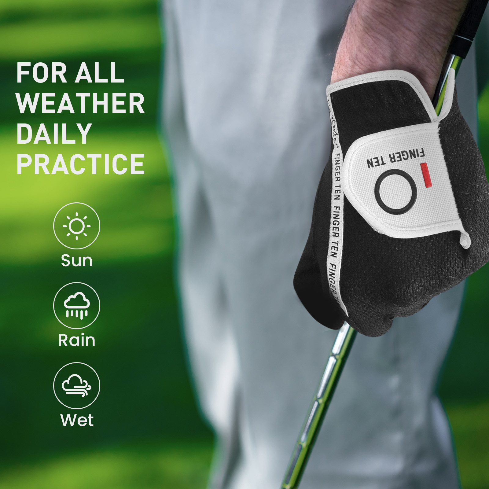 3-pack ademende golfregenhandschoenen met geweldige grip Heren Links Rechterhand All Weather Grip Zwart Grijs Groen S M ML L XL