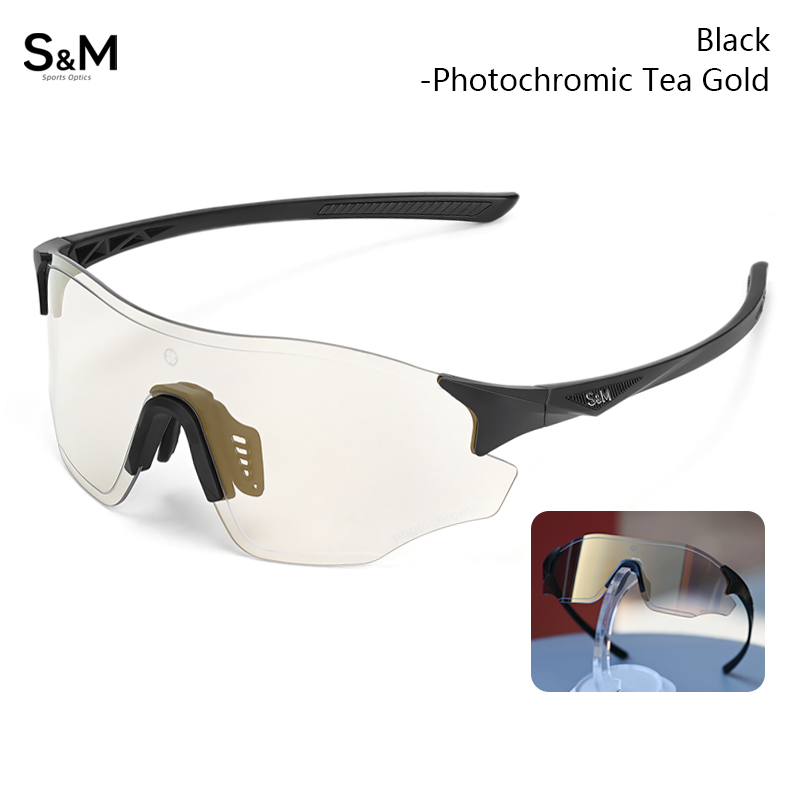 S&M Photochromic Glasses Marathon Sports Change Windproof Glasses Cycling Sunglasses Women's Bicycle Glasses UV400 Goggles: Orange