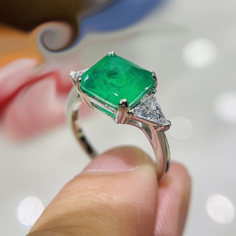 Charme Luxus 925 Sterling silber Turmalin Finger Ringe Für Frauen Grün Ring Damen Schmuck Zubehör Neue Schmuckstück