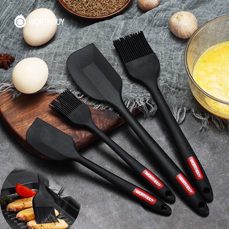 WORTHBUY Silicone Pastry Brushes Spatula Set Heat-Resistant Non-Stick Cake Oil Brush For Baking BBQ Kitchen Cooking Utensils Set