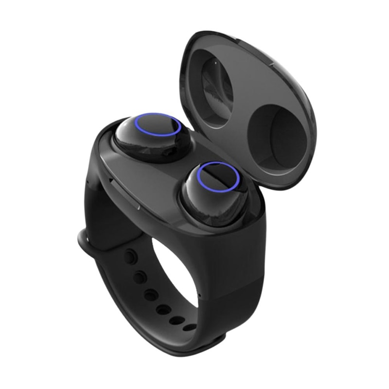 2 In 1 Smart Polsband Met Oordopjes Tws Bluetooth 5.0 Oortelefoon Draagbare Armband Oortelefoon Draadloze Fitness Horloge Opslag Lading