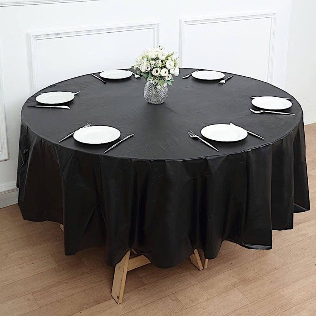 Einfarbige Einweg-Tischdecke, runde Tischdecke, nordische Tischdecke für Zuhause, Hochzeit, Geburtstag, Weihnachten, Party-Dekoration