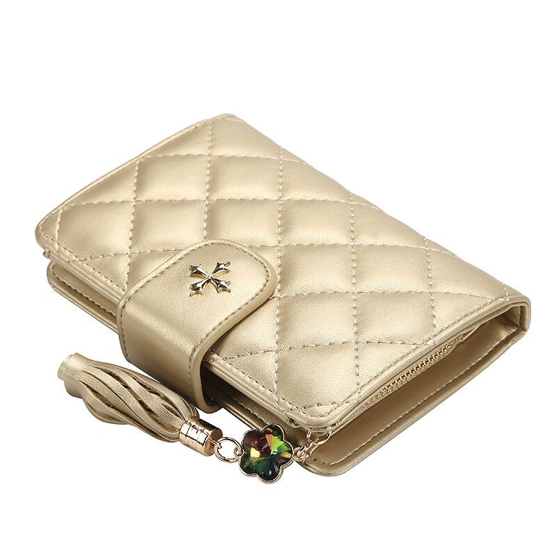 Grid Women Mini Purse Gold Leather Women Wallets Zipper Clutch Red Coin Bag Card Holder Ladies Girls Casual Short Wallet