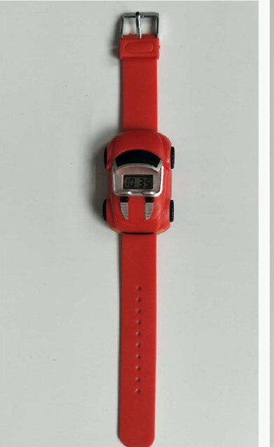 Reloj con pantalla LED para niños, juguete desmontable de coche de dibujos animados, pulsera Digital de de Navidad para niños y niñas: Rojo