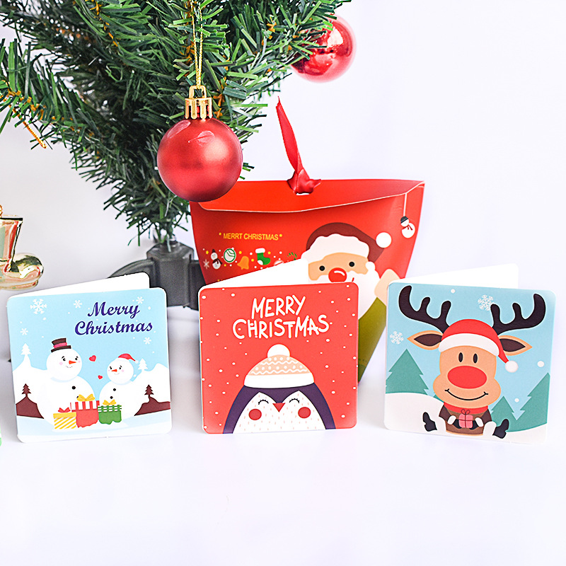 12 Stks/pak Vrolijk Kerstmis Nieuwjaar Mini Wenskaarten Met Enveloppen Zegen Postkaart Verjaardag Brief Envelop Cards