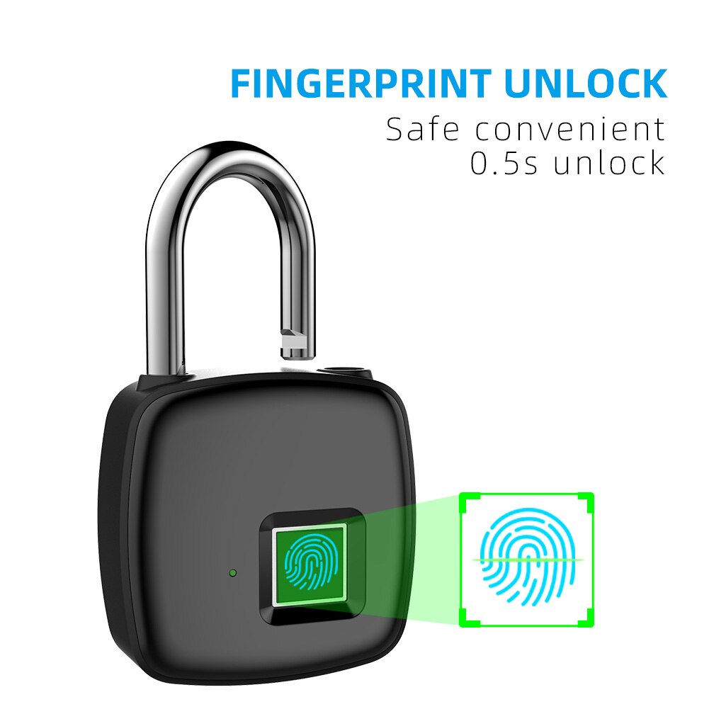 Fingerprint Security Smart Door Lock Thumbprint Door Padlocks Rechargeable Smart Padlock USB Keyless Quick Unlock P30 P50 L34
