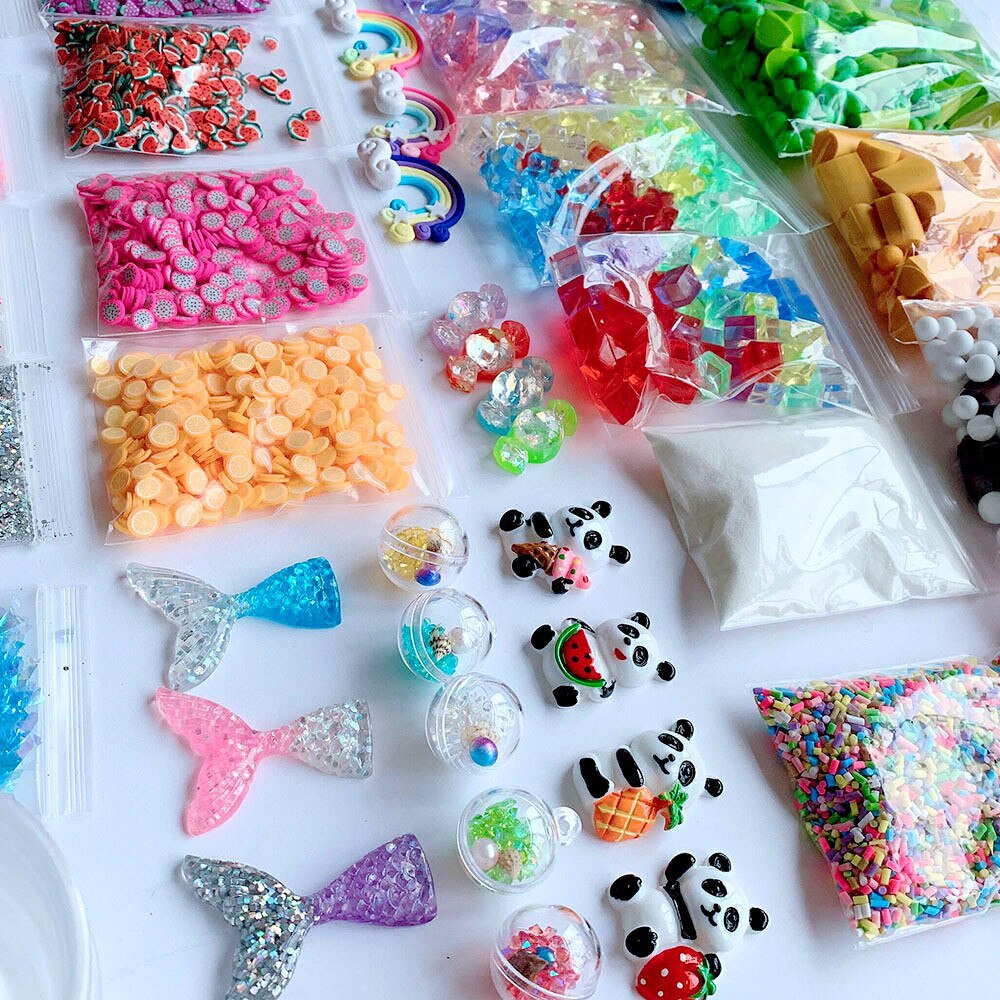 46Stck Schleim Lieferungen Bausatz Schaum Perlen Pailletten Für DIY SlimeCrystal Kleber Machen Magie Platz freundlicher spielzeug für freundlicher 2pc