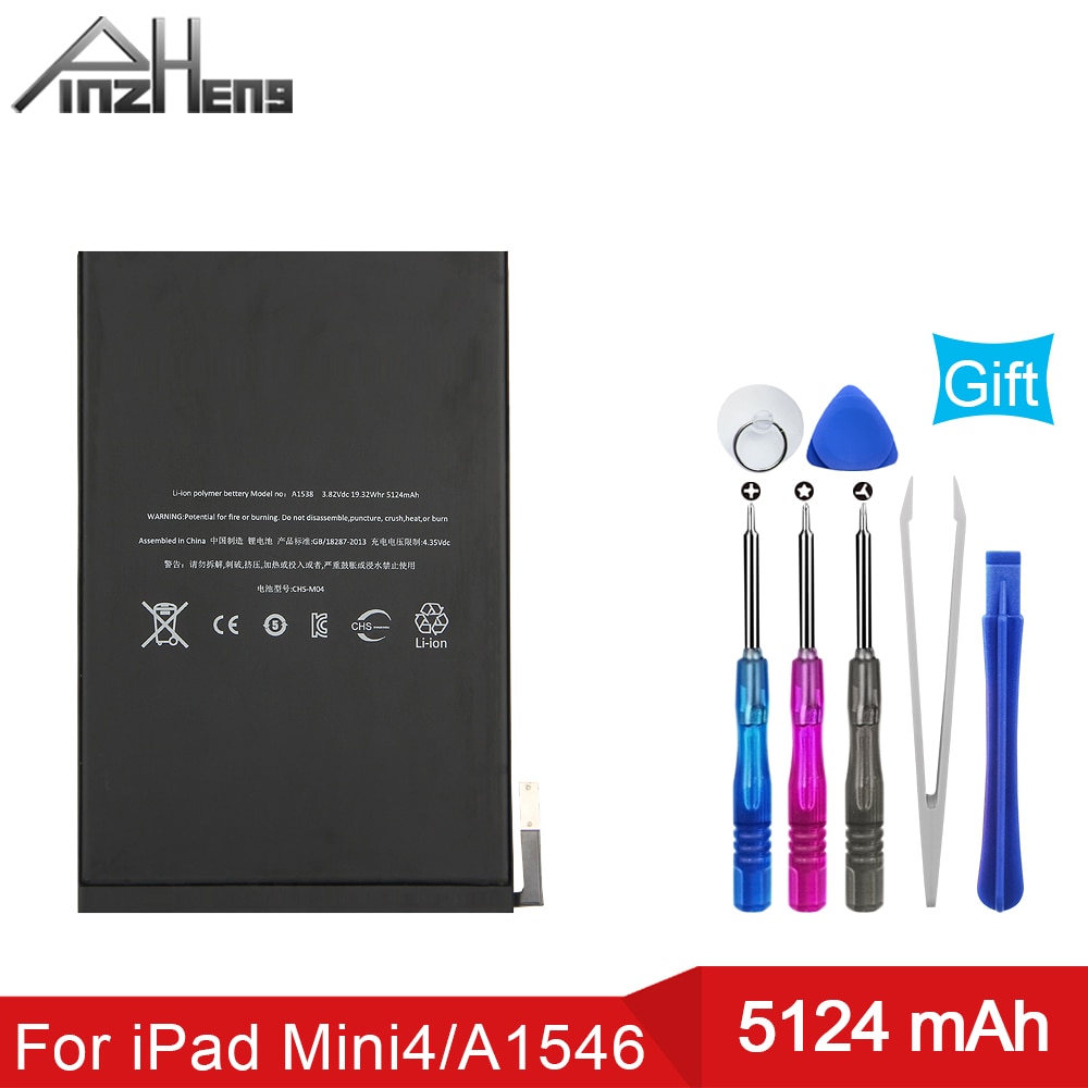 PINZHENG Tablet Battery For iPad Mini 4 Mini4 A1538 A1546 A1550 Replacement Battery 5124mAh High Capacity Bateria Free Tools