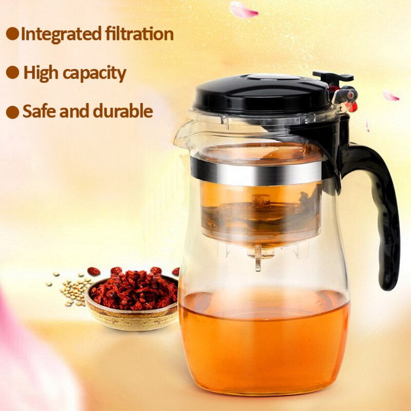 Heat Resistant Glass Teapot With Infuser Chinese Puer Kettle Coffee Glass Maker Convenient Office Tea Pot 500ml/750ml