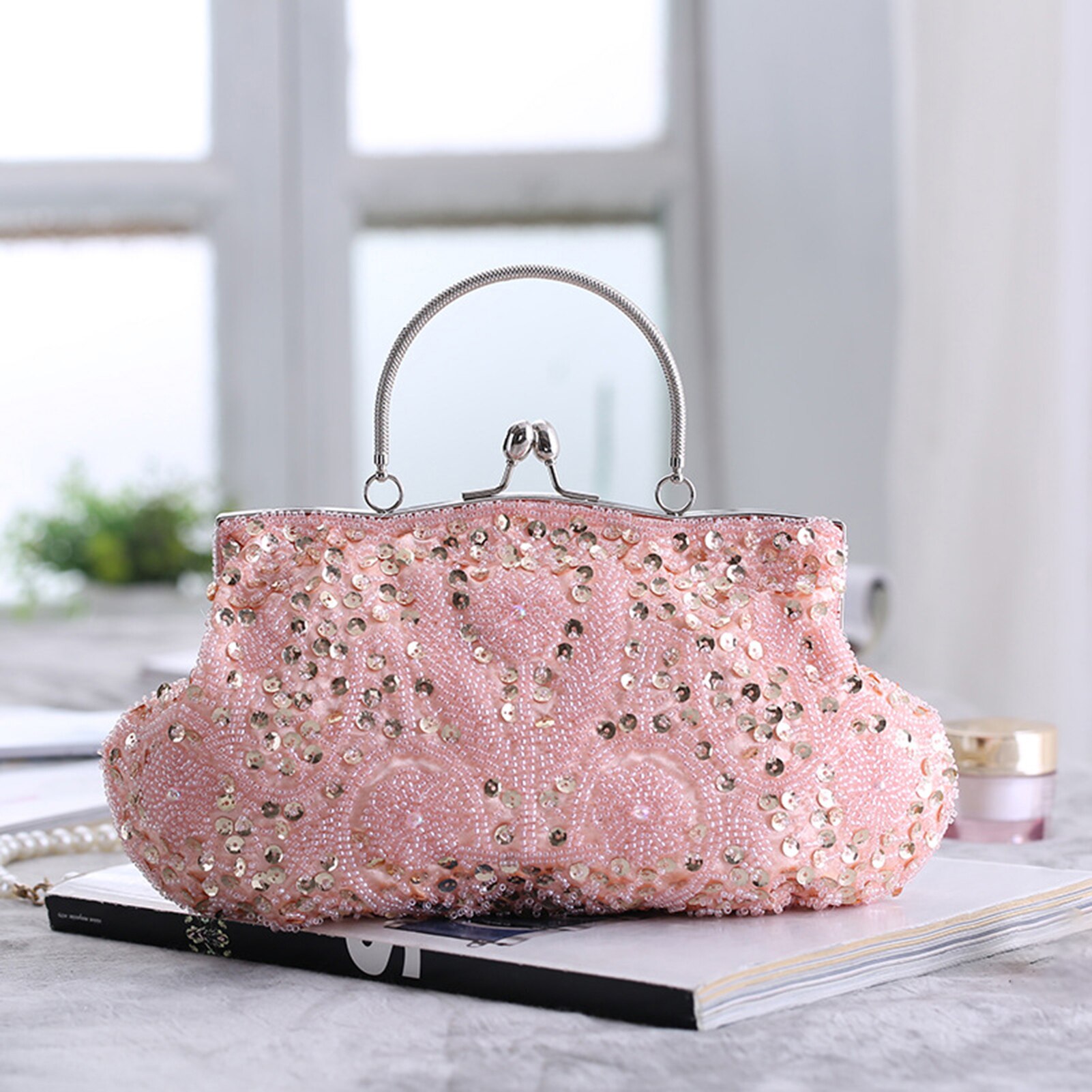 Mode Vrouwen Tas Rose Bloem Effen Kleur Handtas Casual Avond Party Wedding Handtassen Luxe Vrouwen Clutch Bag Сумка Женская: B2