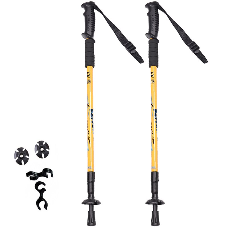 Nordic Walking Sticks, 2 Units Per Lot, Adjustable Trekking Sticks, Scandinavian Telescopic Walking Sticks, Anti-shock Walking: Yellow