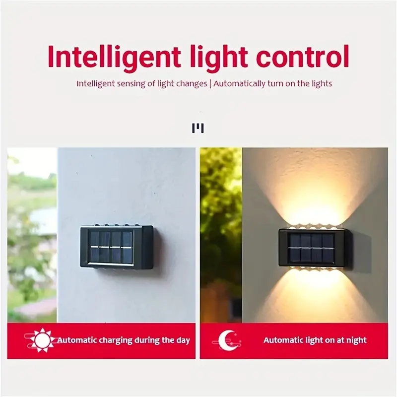 Lámpara Solar de pared para exteriores, luz alimentada por energía Solar impermeable hacia arriba y hacia abajo, ilumina el hogar, jardín, porche, decoración de patio, luz Solar exterior