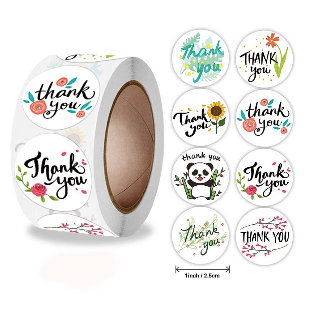 100-500pcs 1inch Thank You Stickers For Packaging Decorations Labels Envelope Seal Labels Different Styles: Black / 100pcs