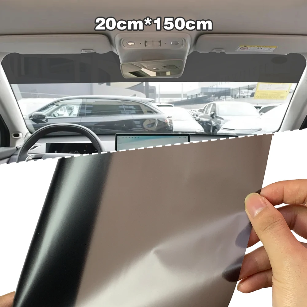 Pegatina parasol para parabrisas de coche, película de vinilo negra para ventana delantera, protección Anti-UV, suministros de verano para accesorios de coche