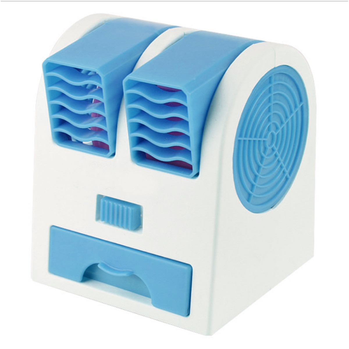 Mini bærbar klimaanlæg 6 farver lys conditioning luftfugter purifier usb desktop luftkøler fan med vandtank hjem 5v: Blå