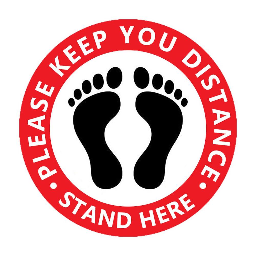 Please Keep Your Distance Safety Signs 7-Inch Round Pressure-Sensitive Adhesive Pressure-Sensitive Vinyl Walking Signs: Default Title