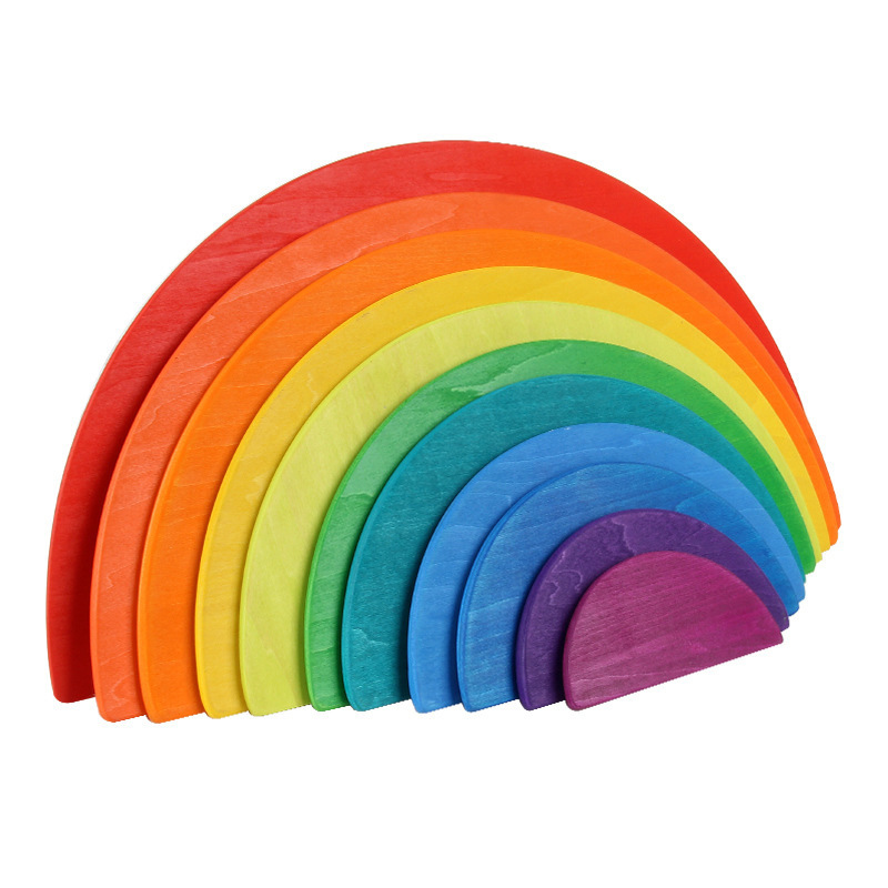 Wooden Rainbow Blocks Wooden stacking toys grimms rainbow Wood Building Blocks Colorful rainbow Children kids Educational Toy