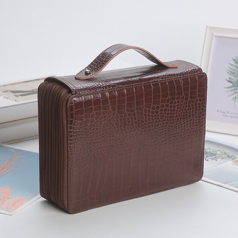 200 Slot Etui School Penal Voor Meisje Jongen Pencilcase Grote Capaciteit Pen Box Briefpapier Tas Kit Grote Pencilfolder Pouch gaten: Brown