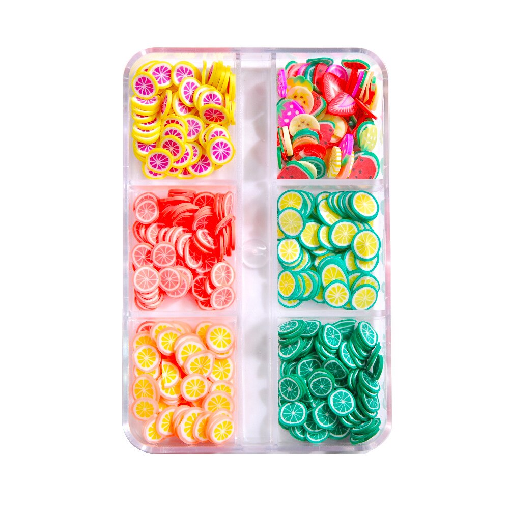 Mixed 3D Fruit Slices Sticker Polymer Clay DIY Designs Slice Lemon Nail Art Sliders Nails Art Decors Women Nail Tips Manicure: Fruit slices-013