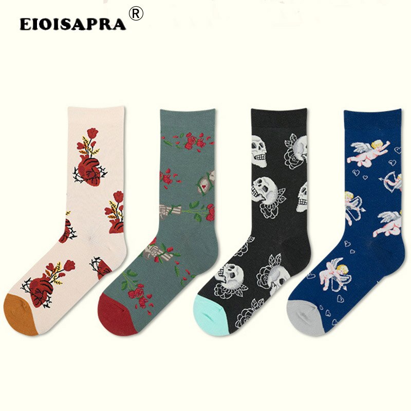 Konstprodukt harajuku love peace tecknad par strumpor hip hop trend andas halkskydd glada strumpor