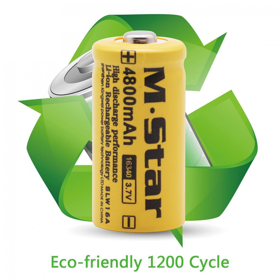 Large capacity 4800mAh rechargeable 3.7V Li-ion 16340 batteries CR123A battery for LED flashlight for 16340 CR123A battery