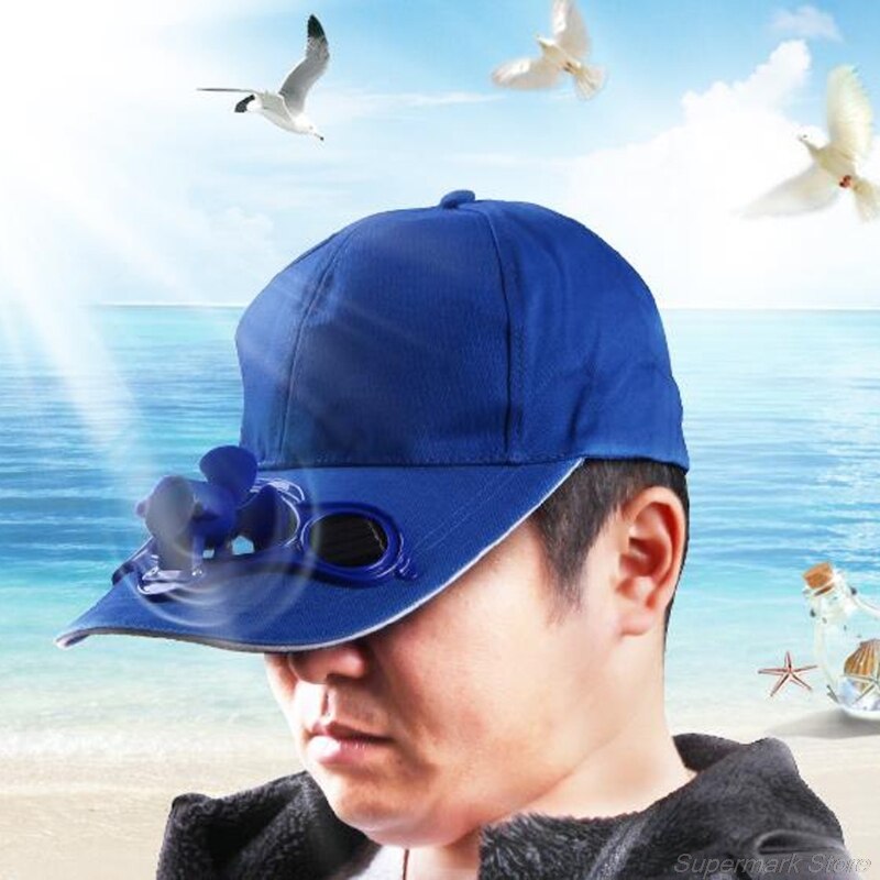 Solar Panel Powered Fan Cooling Baseball Cap Summer Sport Outdoor Cap Travel Ju18 21