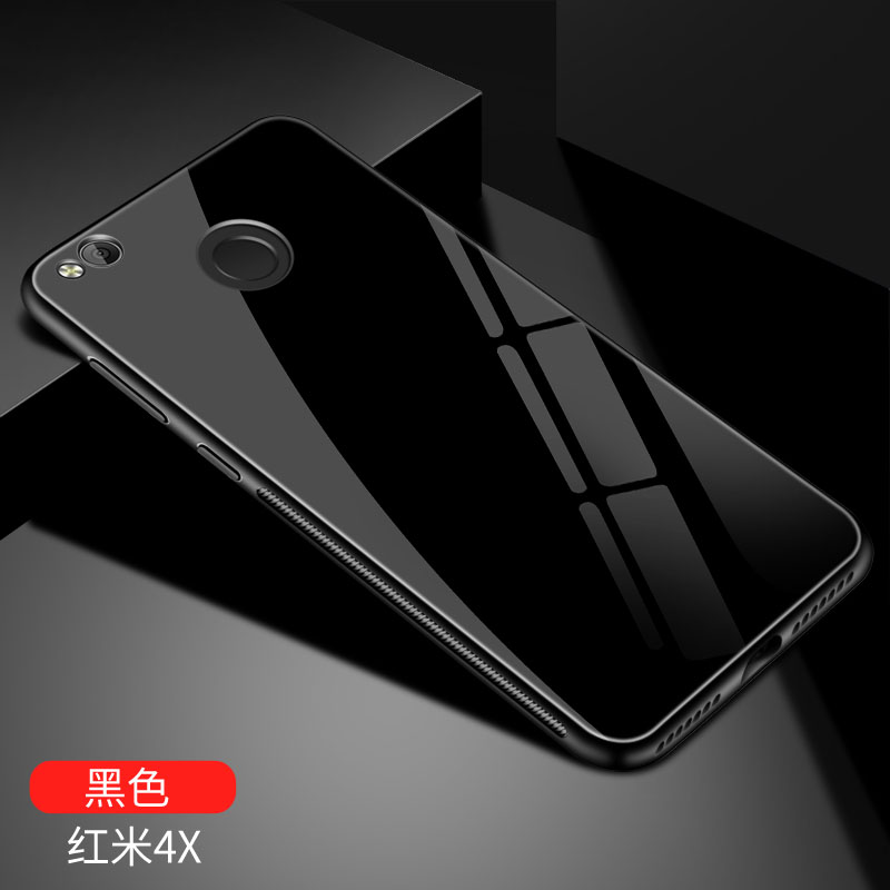 Voor xiaomi redmi 4X case Luxe Gehard Glas Cover Soft TPU Siliconen Bumper voor xiaomi redmi 4X pro case xiaomi redmi 4X Cover: black / with HD film