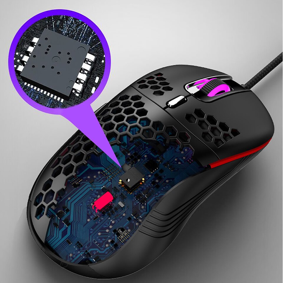 Lichtgewicht Rgb Gaming Muis 7200Dpi Honingraat Shell Muis Ergonomische Muizen Met Ultra Weave Kabel Voor Computer Gamer Pc Desktop