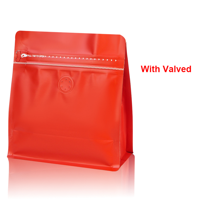 Lot de 20 sacs à café à valve épaisse, emballage de stockage de thé à domicile refermable, fermeture à glissière, sac debout en papier d'aluminium: S / Rouge