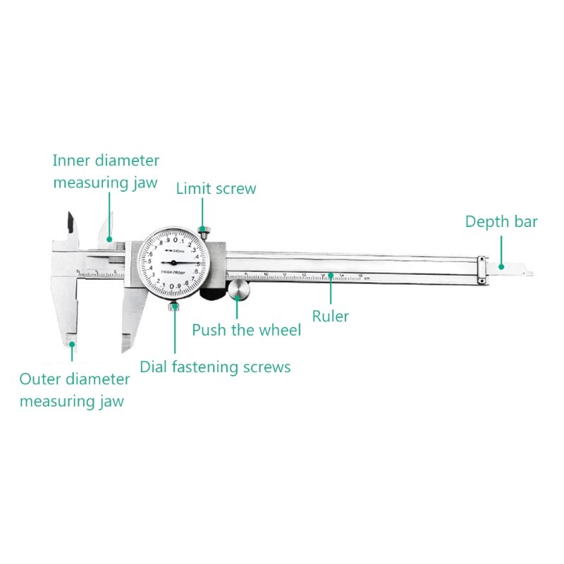 Metric Gauge Precision Dial Vernier Caliper Measuring Tool 0-150mm Shock-proof Carbon Steel Multifunctional Caliper Ruler