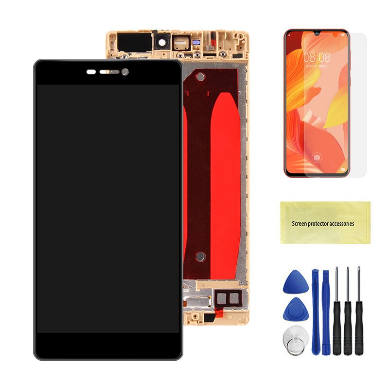 ORIGINAL P8 LCD For HUAWEI P8 Display Touch Screen Replacement with Frame For HUAWEI P8 LCD Display GRA L09 gra-l09 gra-ul10: Black With Frame