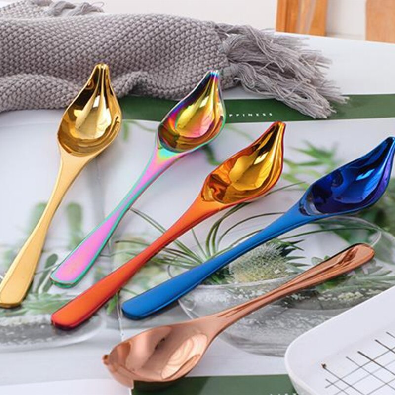 Stainless Steel Long Handle Duck Mouth Sauce Spoon Scoop Tableware Cooking Tool Coffee Spoon Chef Mini Cake Decoration Pencil