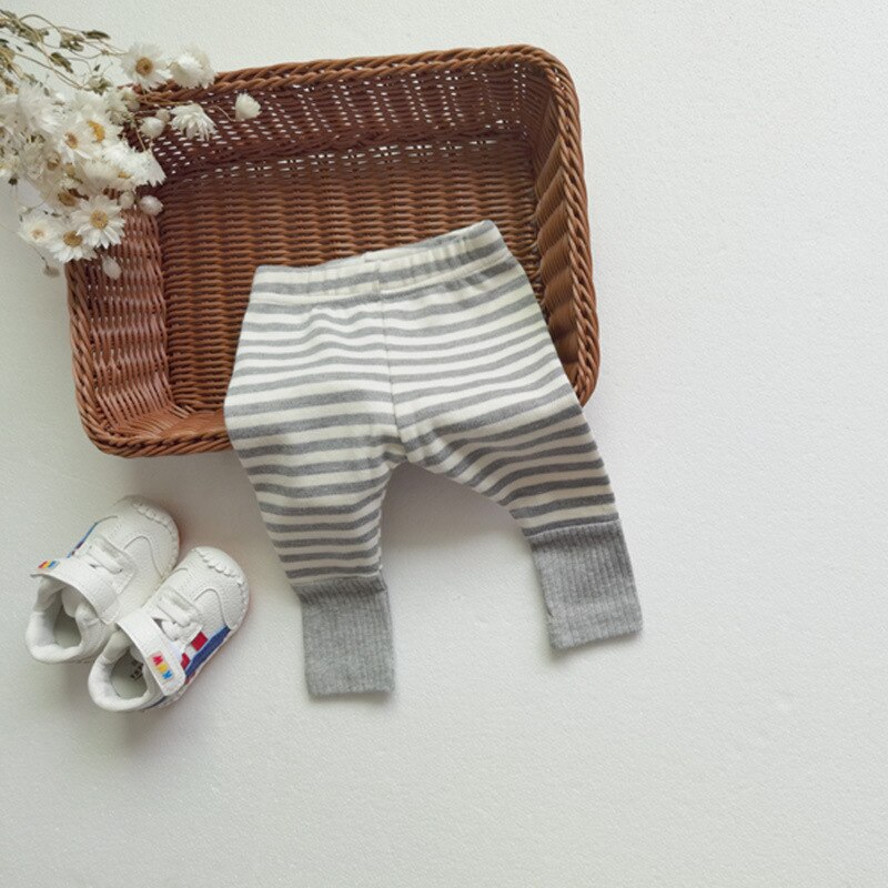 Legging à rayures en coton pour bébé fille et garçon, pantalon à rayures, vêtements pour nourrissons, automne: gray / 24M