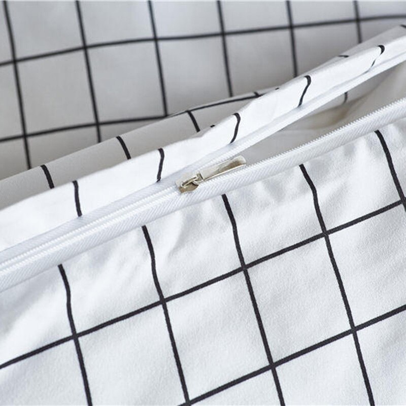 Luxe Polyester unieke Zwart wit strepen Ins Mode Plaid Zomer dekbedovertrek set US Koning/Koningin/Twin quilt moderne edredon