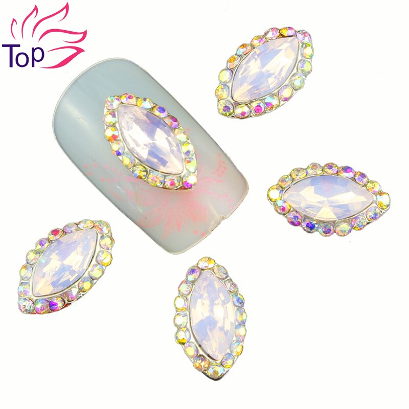 Top Nail 10 Stuks Silver Alloy Eiwit Boor Steentjes Voor Nagels 4 Kleur Kristal Paard oog 3D Nail Art decoraties TN1578