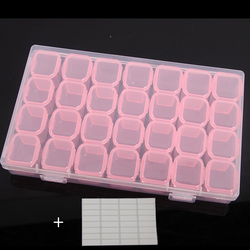 28Girds Diamond Painting Tools Accessories Multiple color Storage Bead Container Diamond Embroidery Stone Mosaic Convenience Box: 1pcs 28 pink