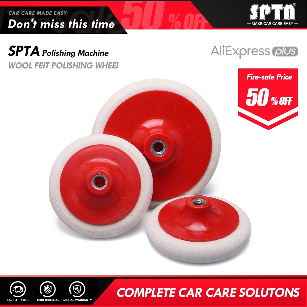 SPTA 4Inch / 5Inch / 6Inch Wool Felt Polishing Pads M14 Thread Felt Wheel Flocking Buffing Pad Car Paint Finish Polishing Disk