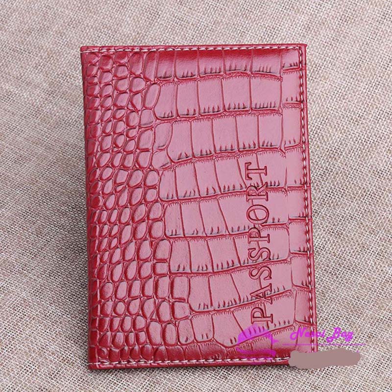 Crocodile Pattern Travel Passport Cover Russia Women Pu Leather Cover on The Passport Case Passport Travel Organizer Paspoort: red